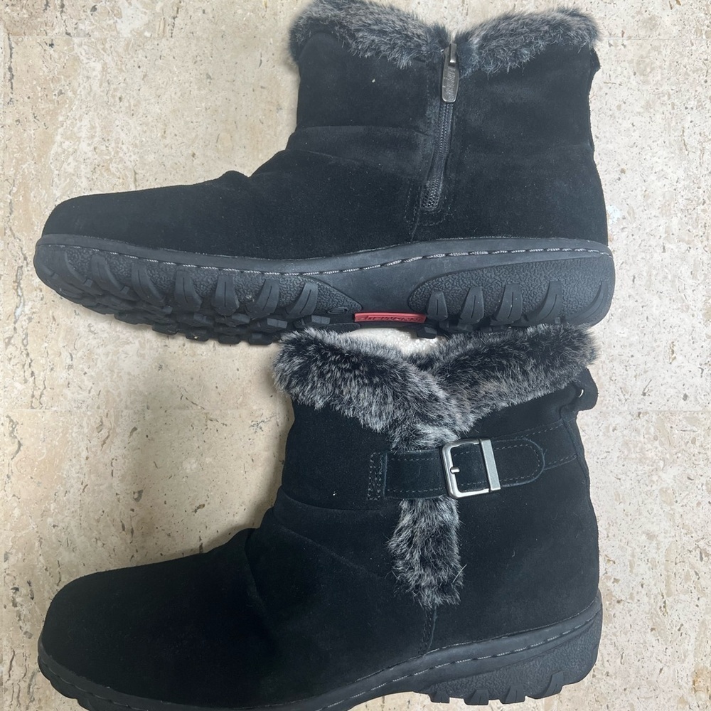 Khombu Lindsey Leather and Faux Fur Women’s Boot Size 10M Black and Gray - Picture 3 of 7